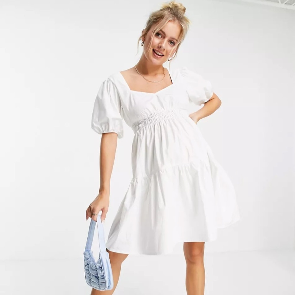 Misguided White maternity dress